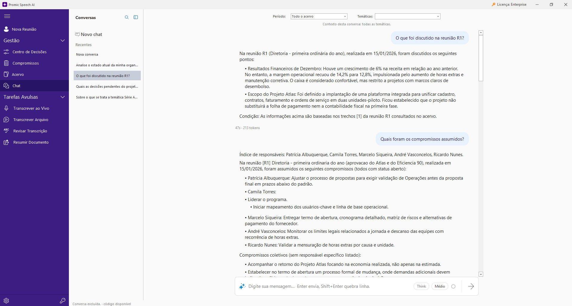 Chat — respostas apoiadas no acervo